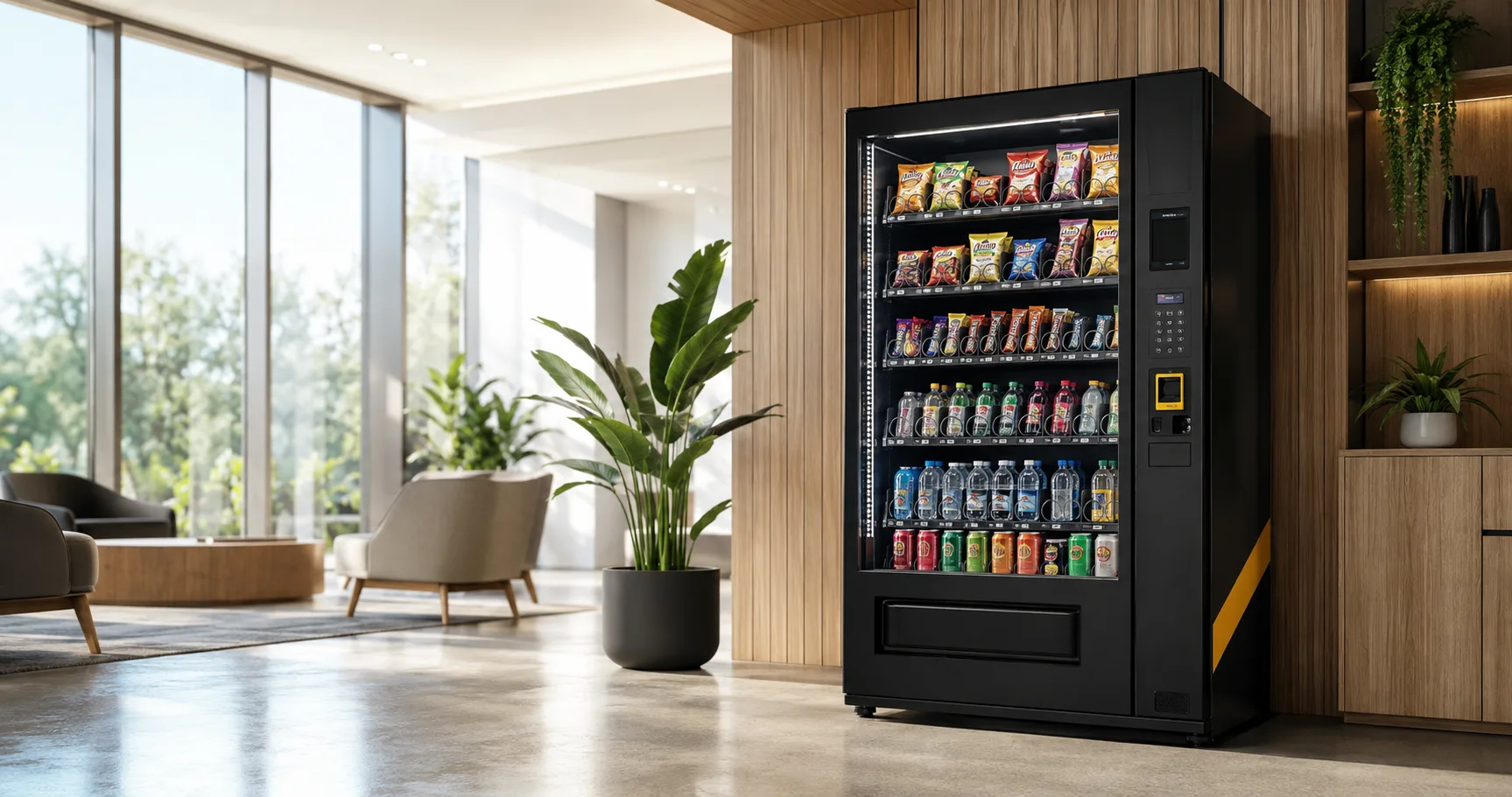 Moderner Snackiz Snackautomat in einem hellen Aufenthaltsbereich